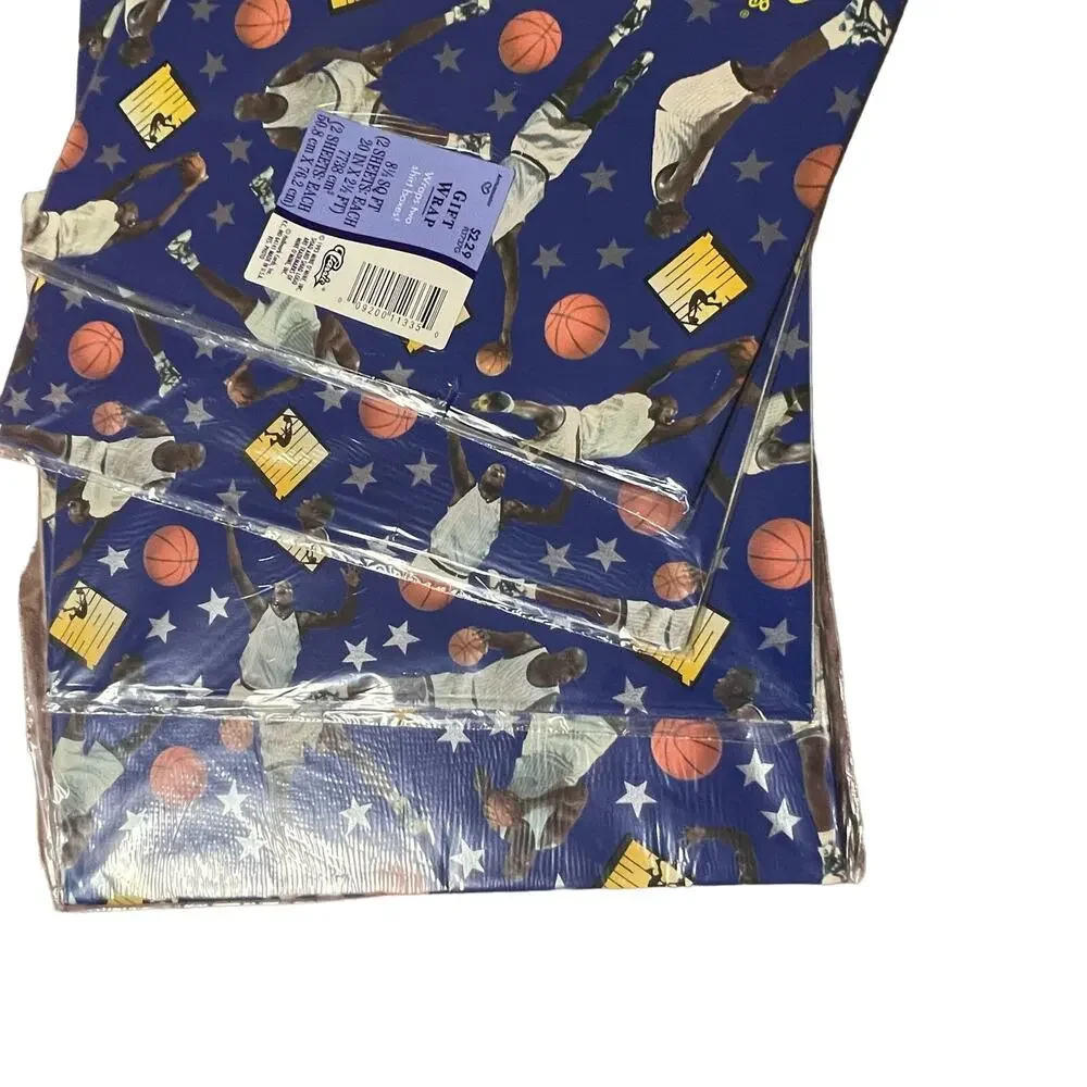 Vintage Shaquille O'Neal Shaq Wrapping Paper 1993 Hallmark 4 pks